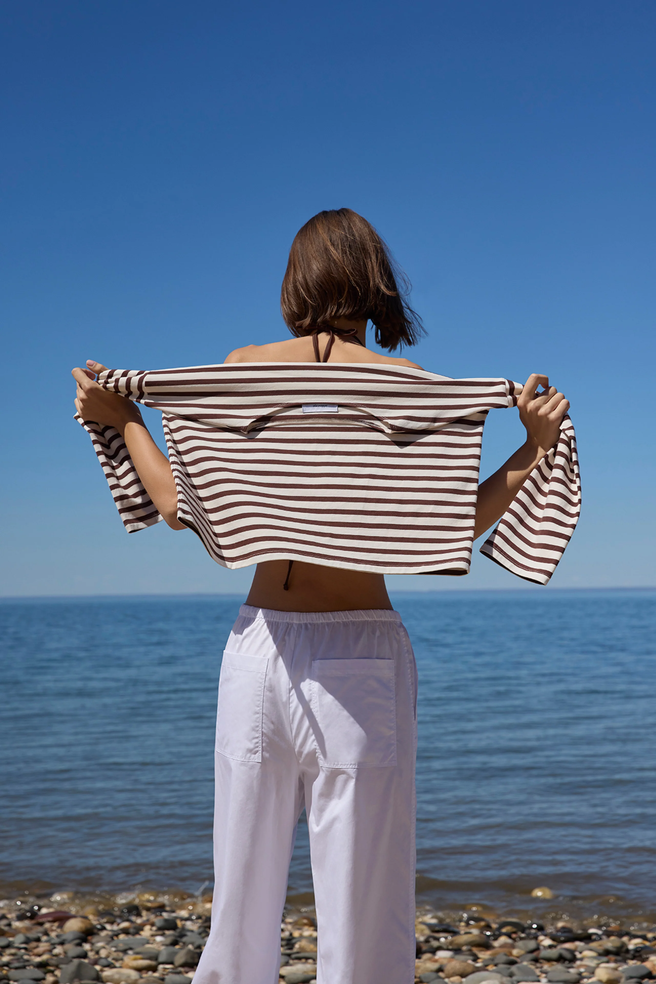 The Breton Tee in Chocolate & Cream Stripe - Image 4