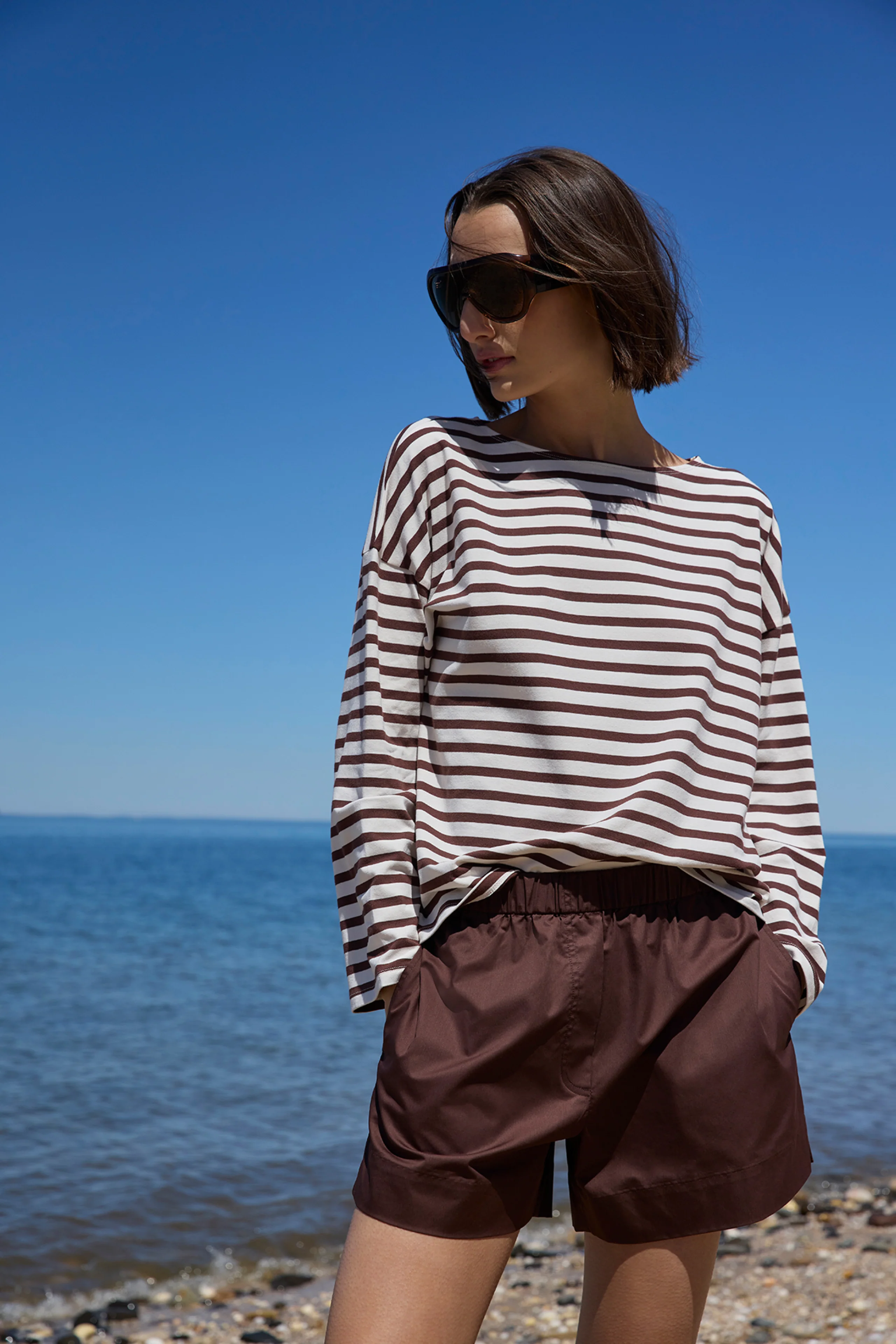 The Breton Tee in Chocolate & Cream Stripe - Image 6