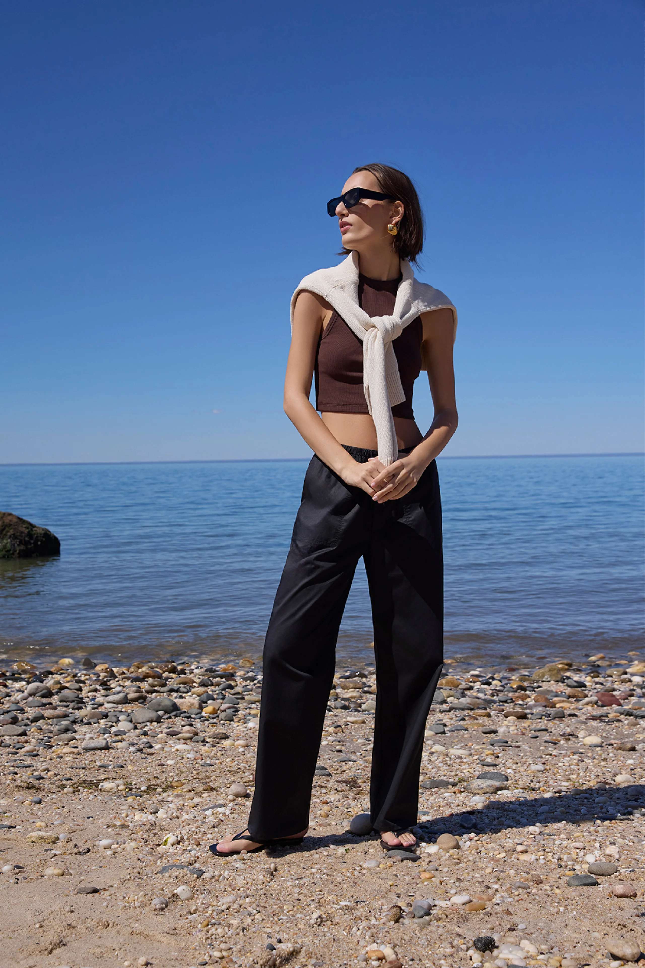 The Cropped Not So Basic Tank in Chocolate - Image 5