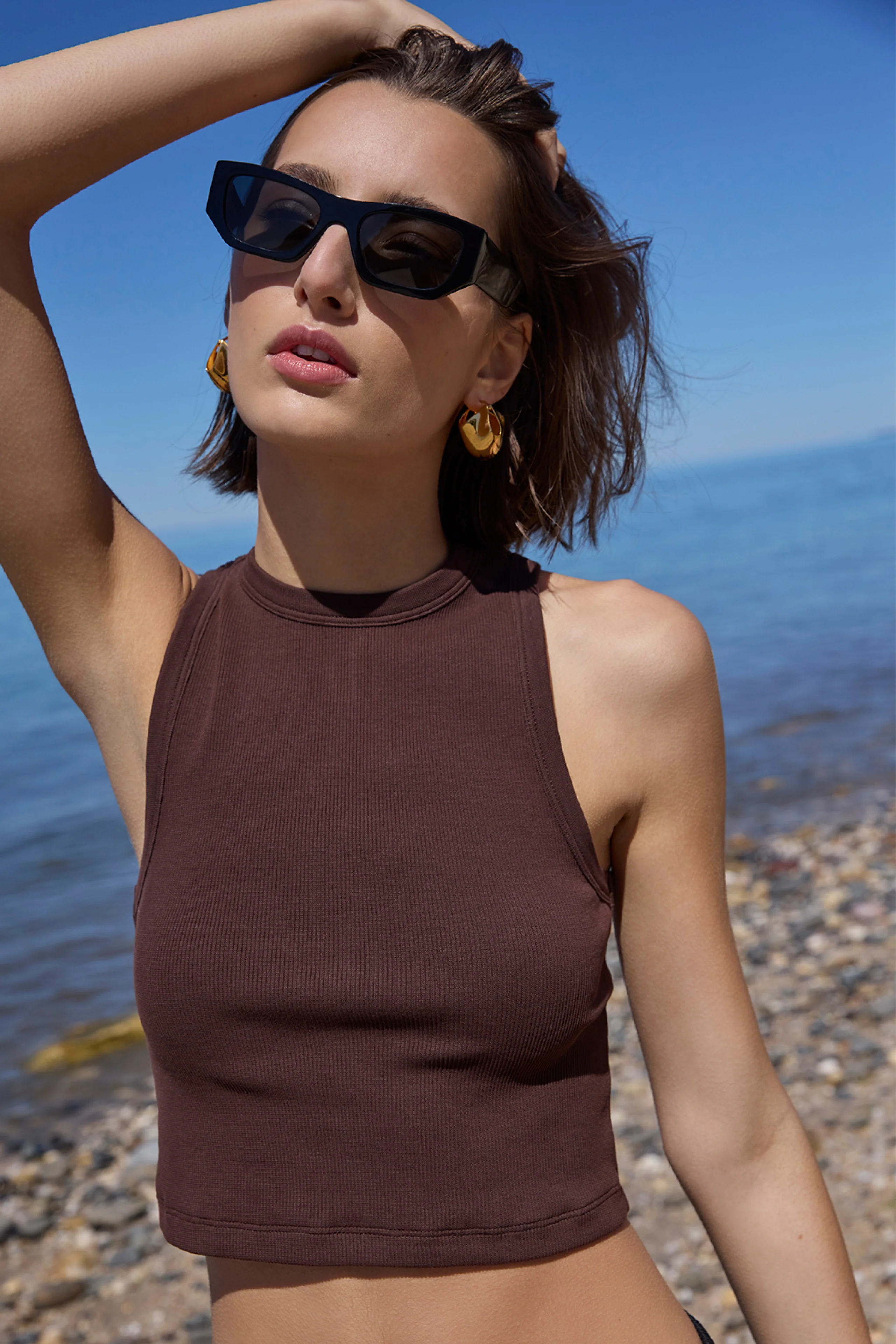The Cropped Not So Basic Tank in Chocolate - Image 6