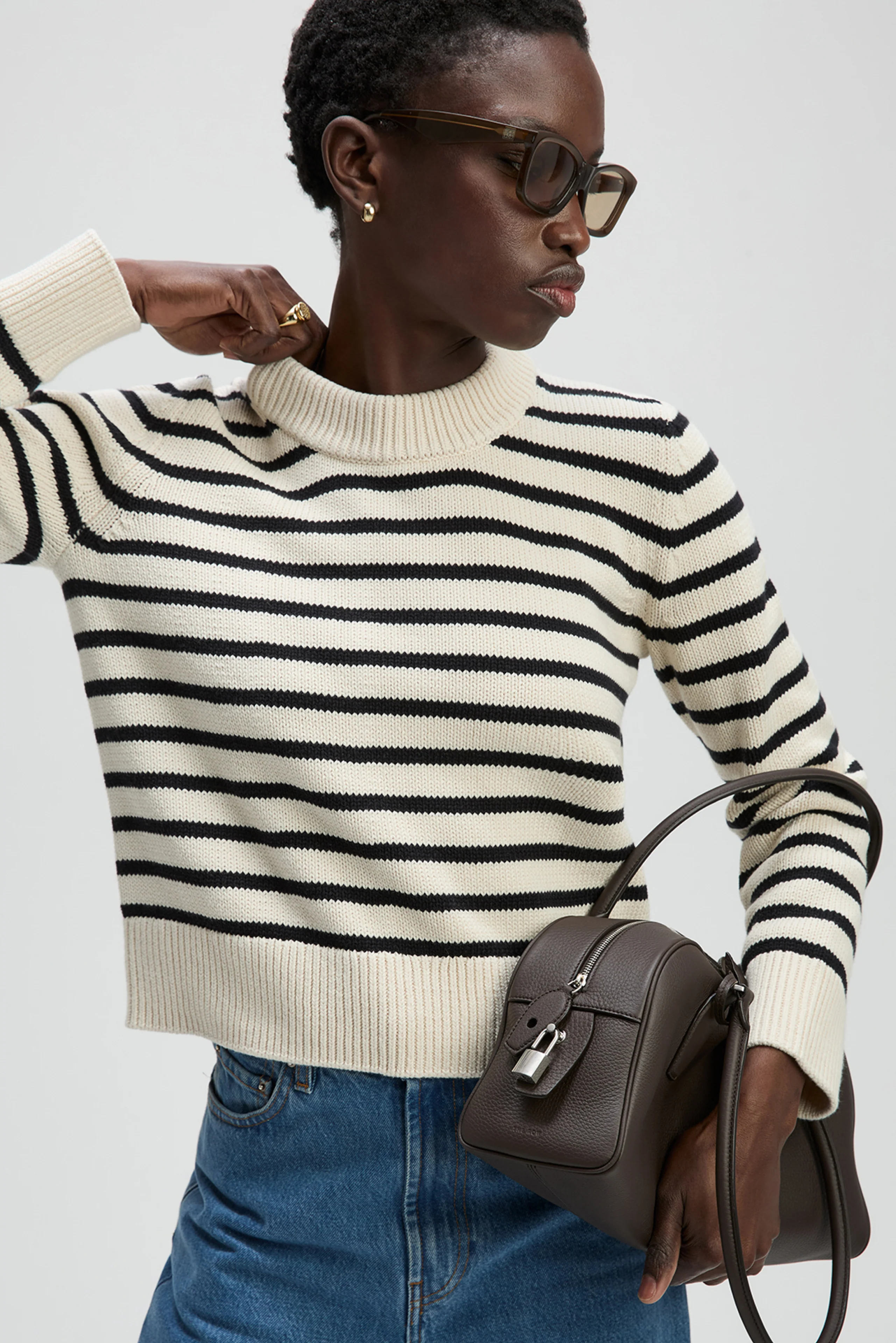 The Favorite Crew in Black & Cream Stripe - Image 3