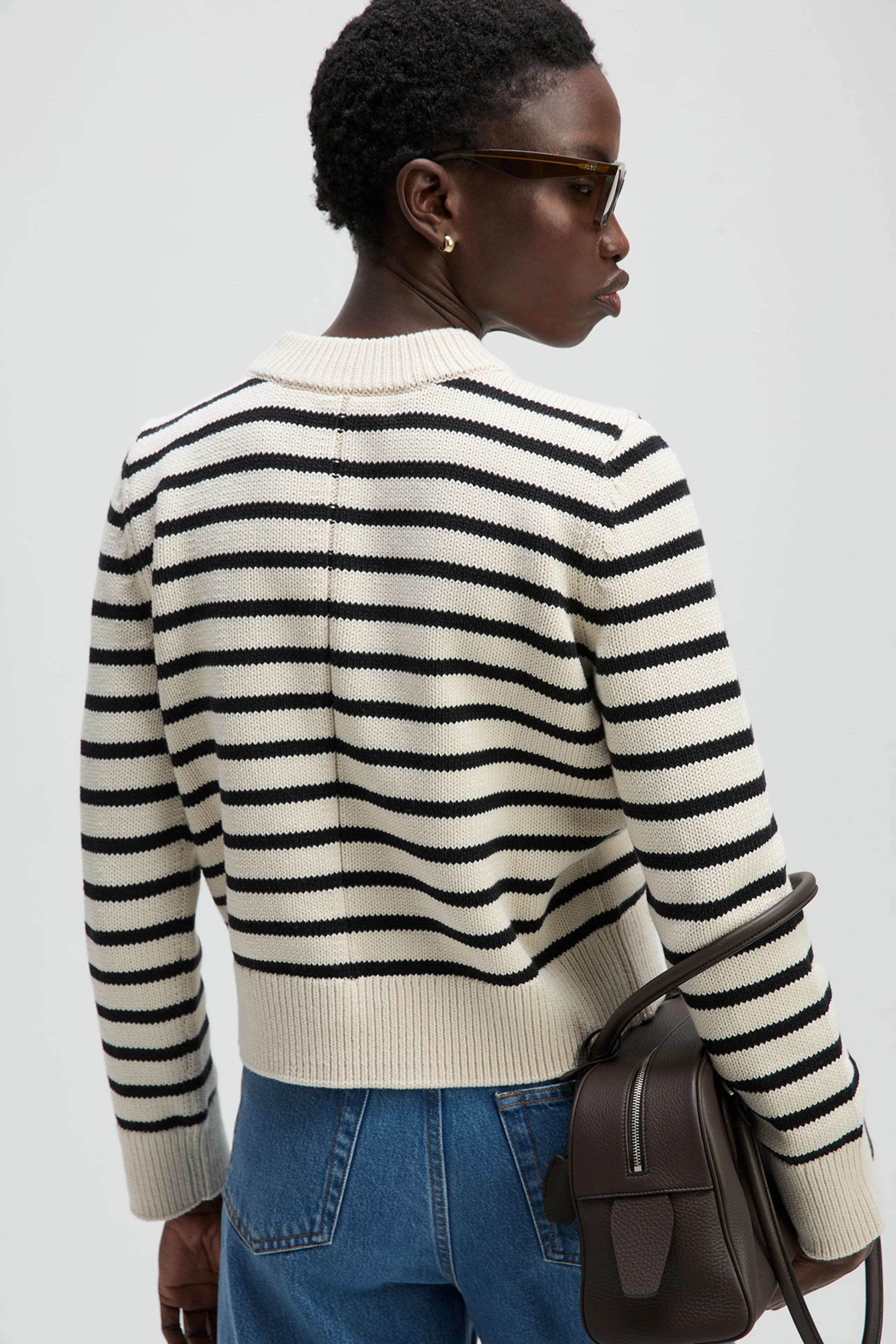 The Favorite Crew in Black & Cream Stripe - Image 4
