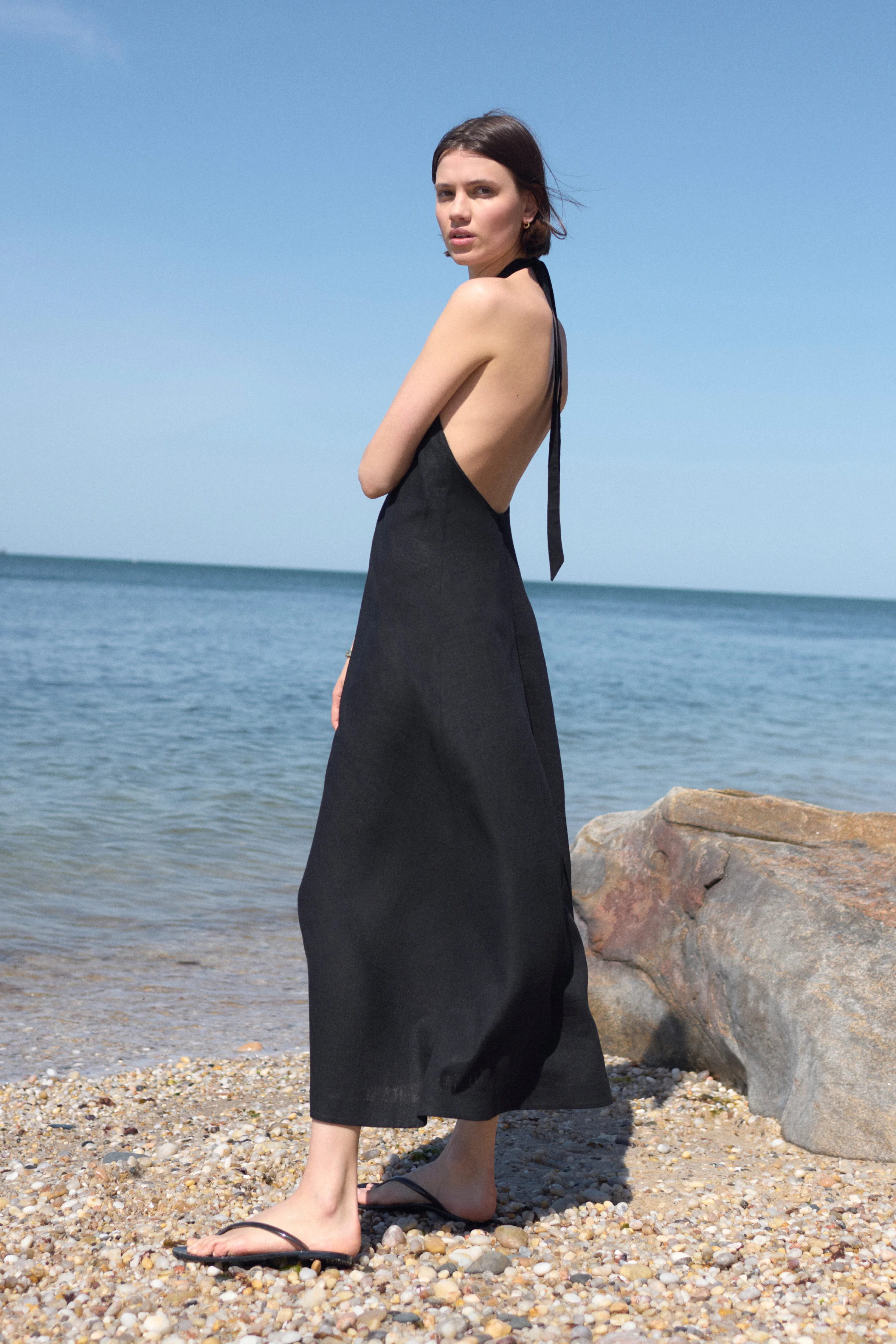 The Fête Linen Dress in Black - Image 2