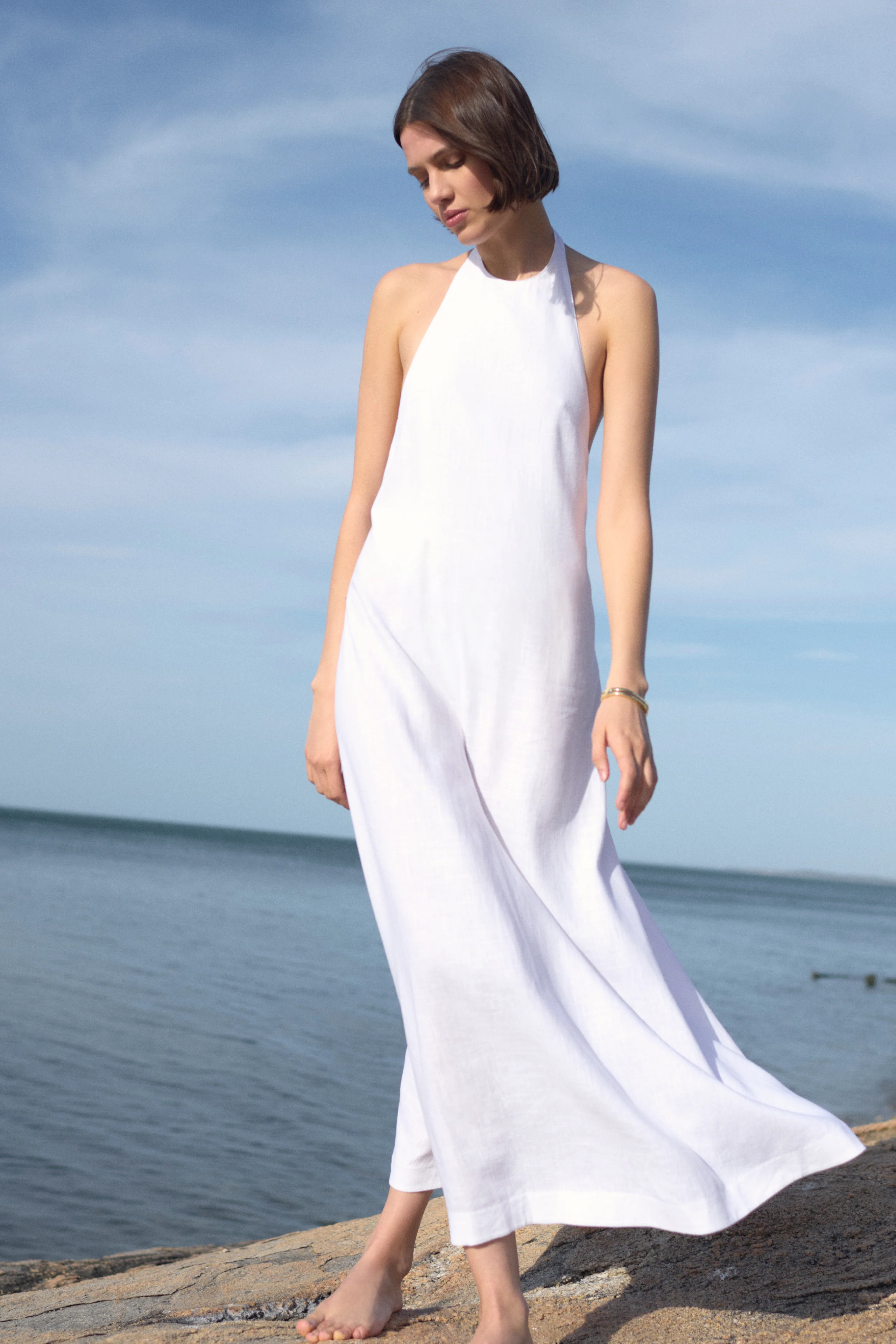 The Fête Linen Dress in White