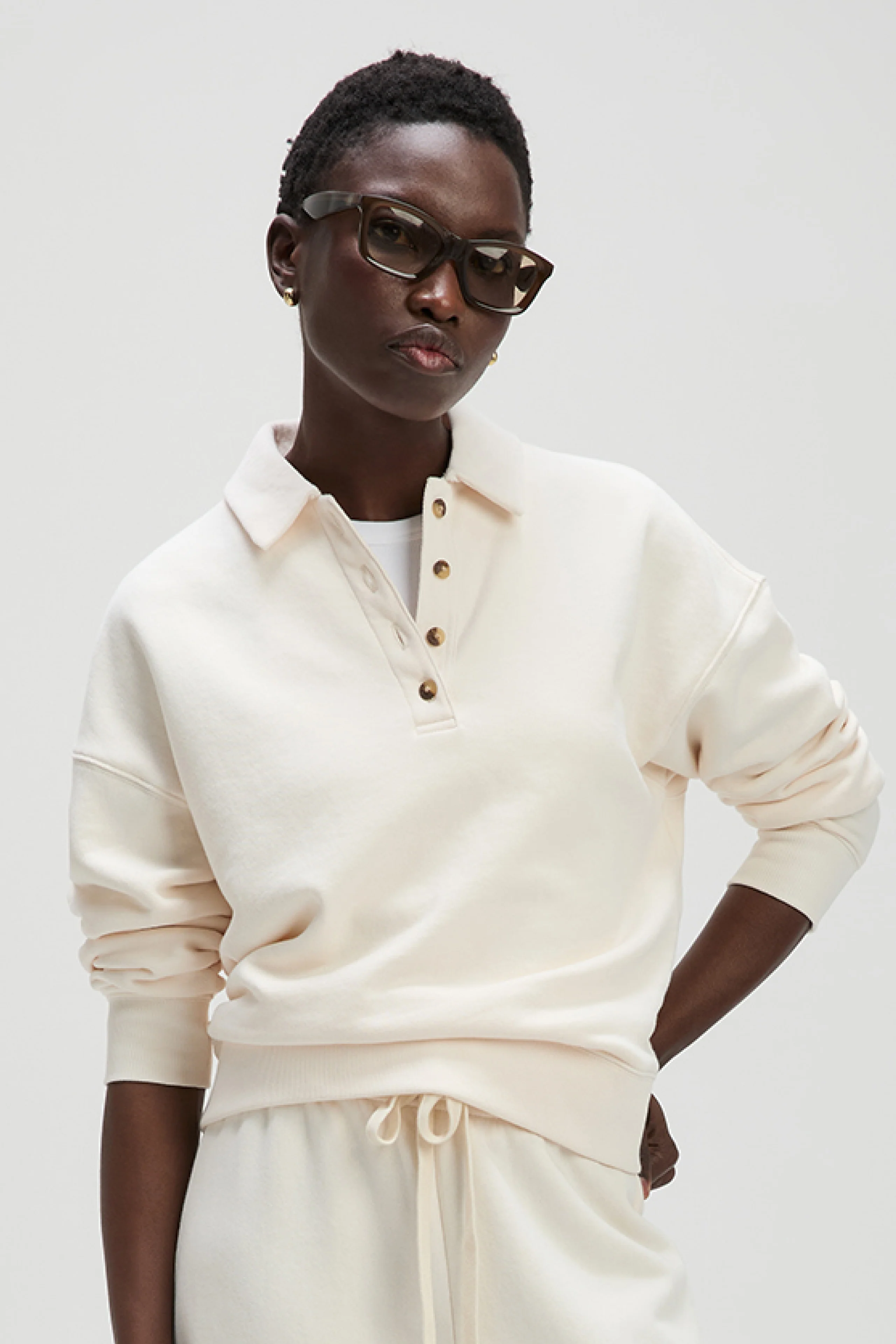 The French Terry Polo in Cream