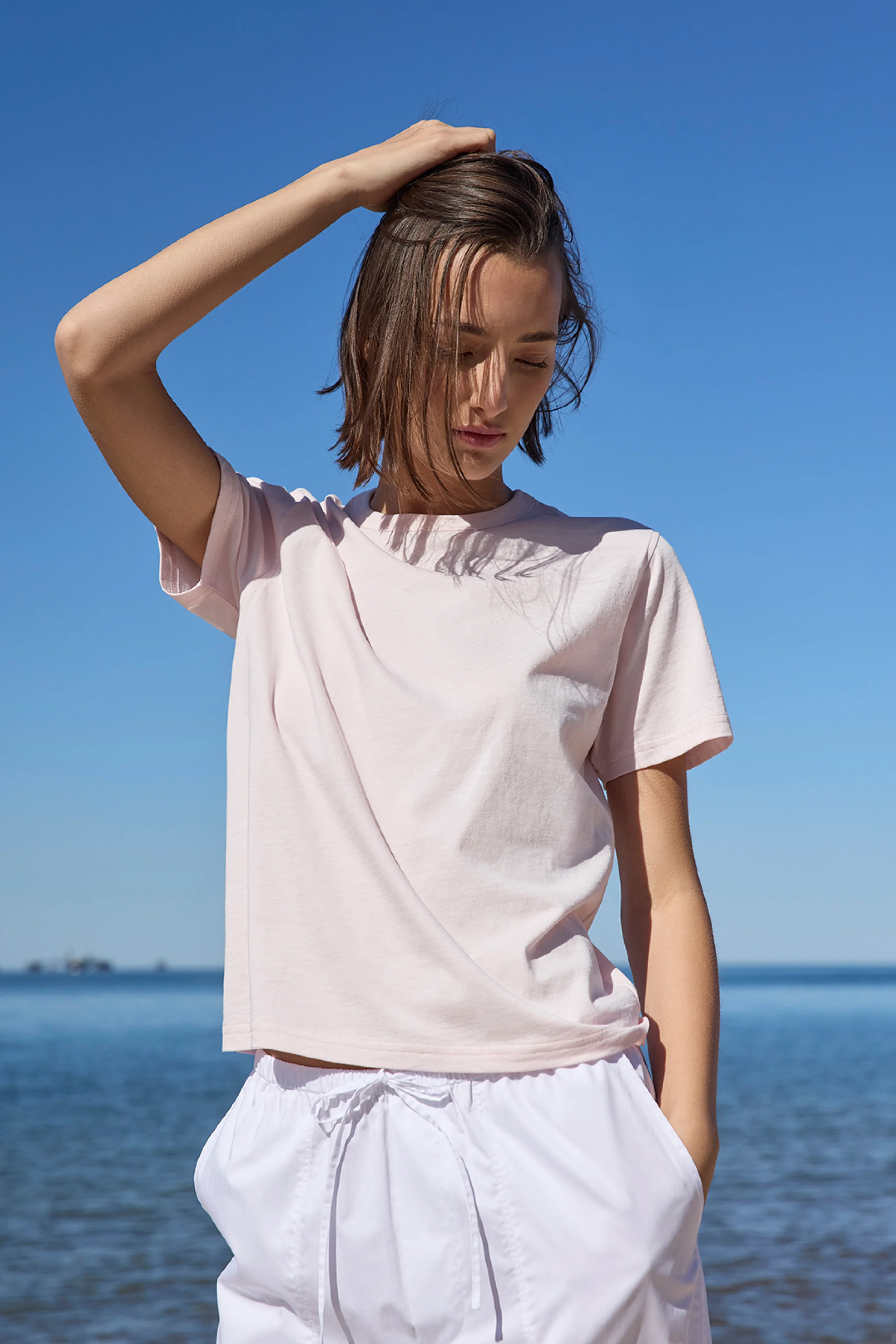 The Iconically Soft Perfect Tee in Peony - Image 4
