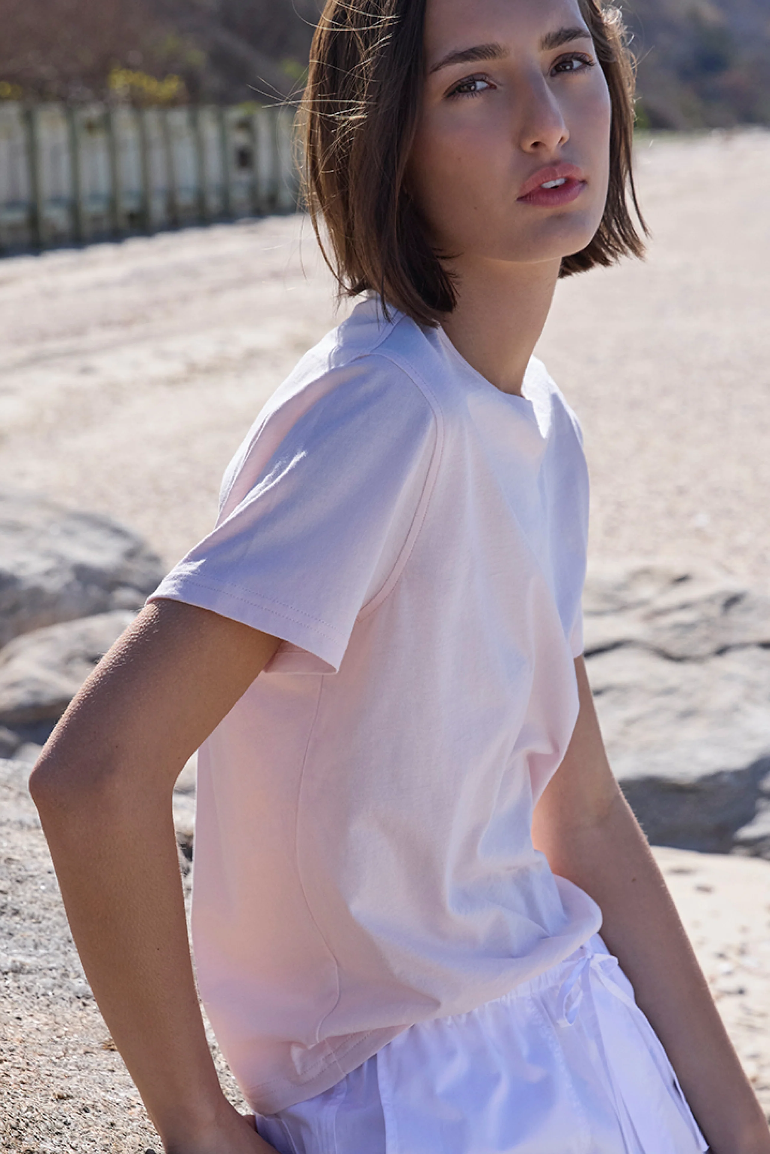 The Iconically Soft Perfect Tee in Peony - Image 5