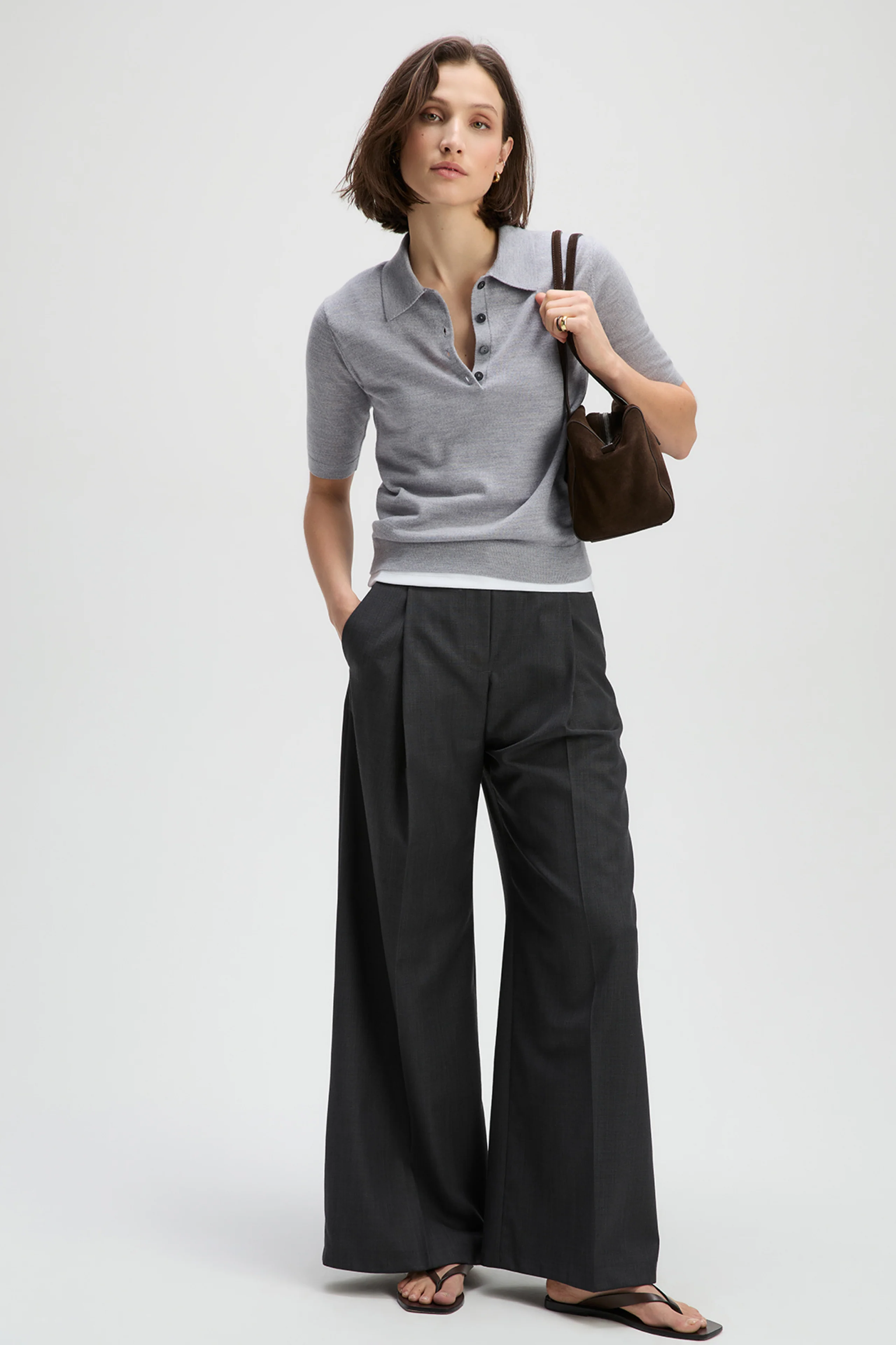 The Refined Short Sleeve Polo in Heather Grey - Image 2