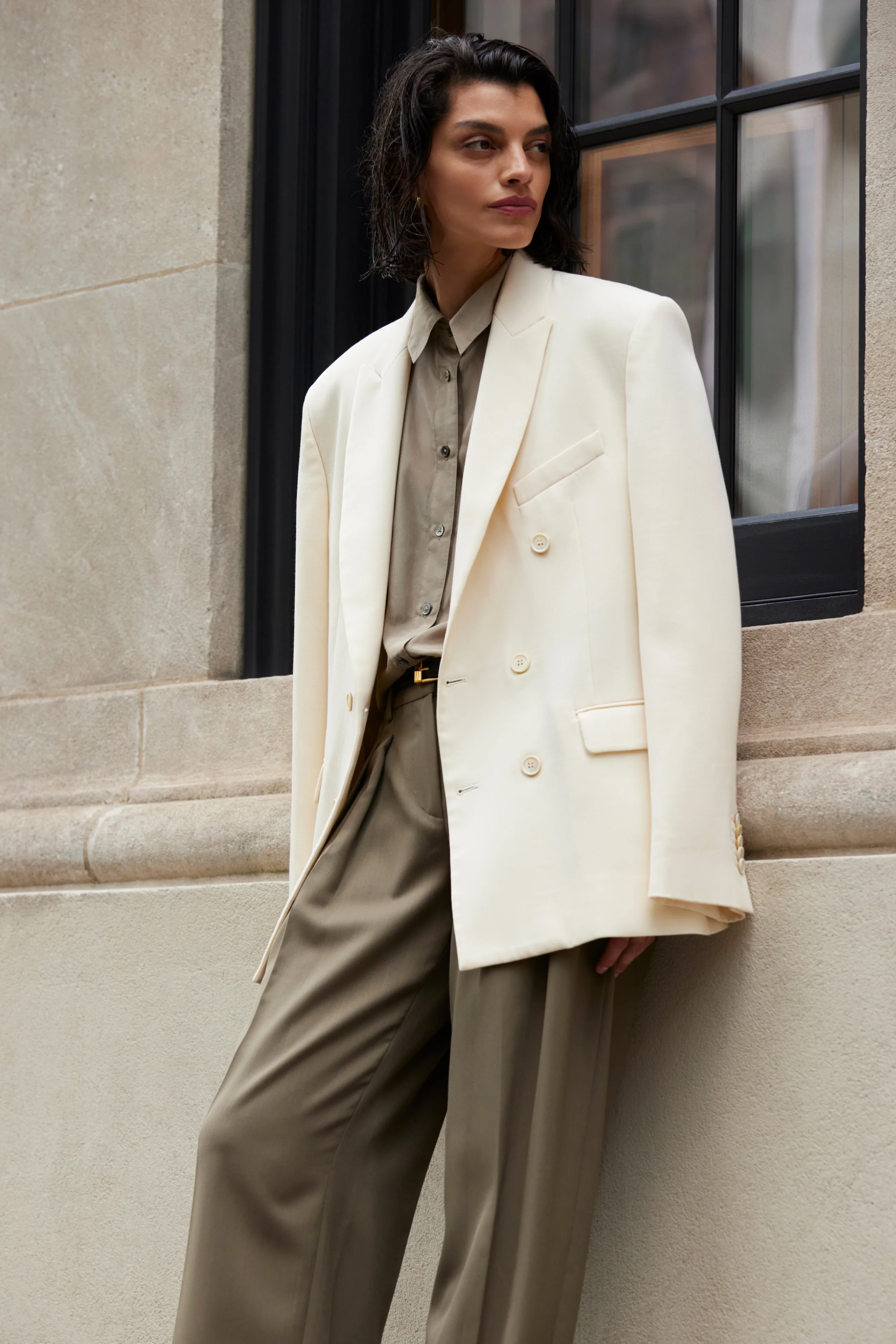 The Sheer Silk Shirt in Olive - Image 3