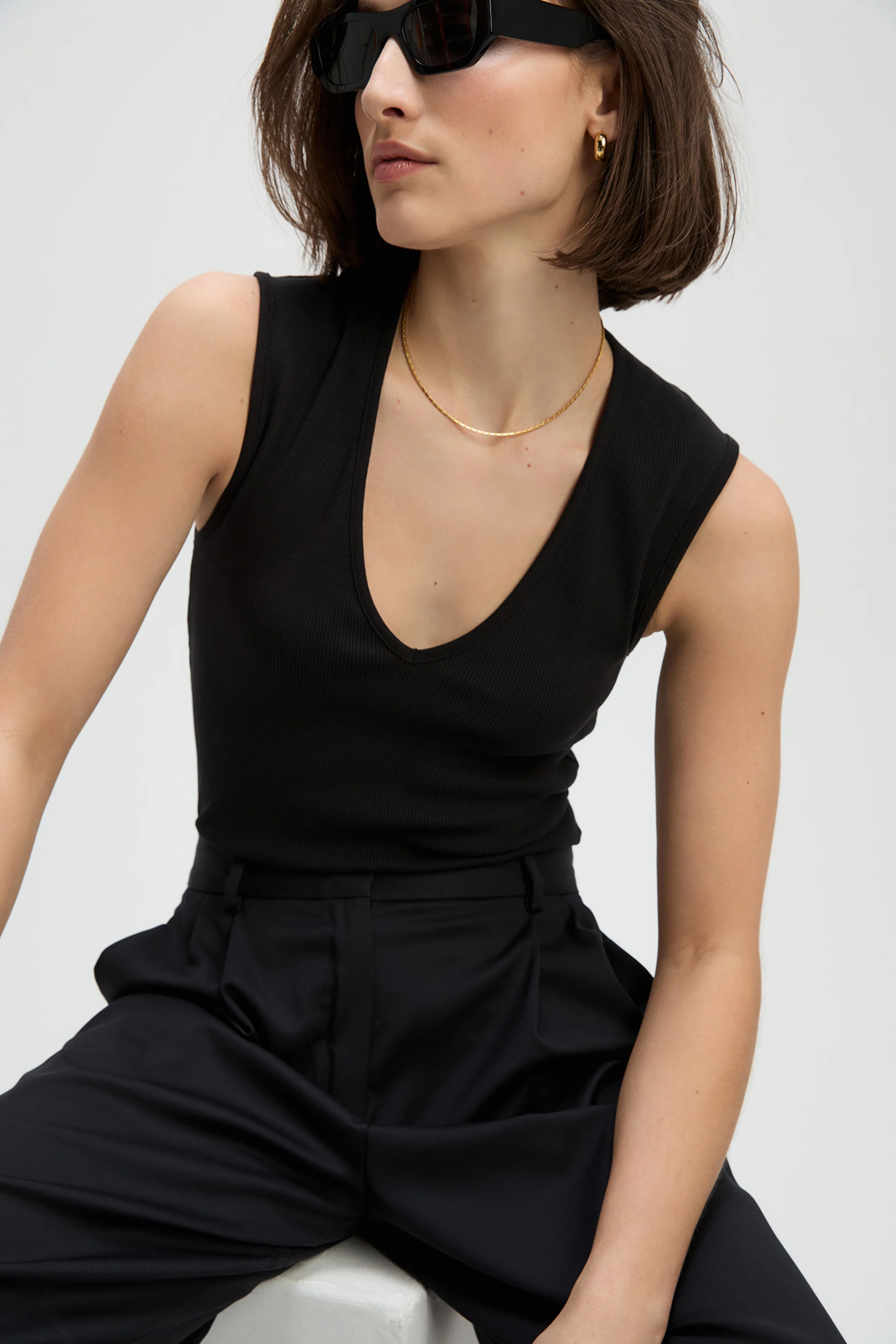 The V-Neck Tank in Black