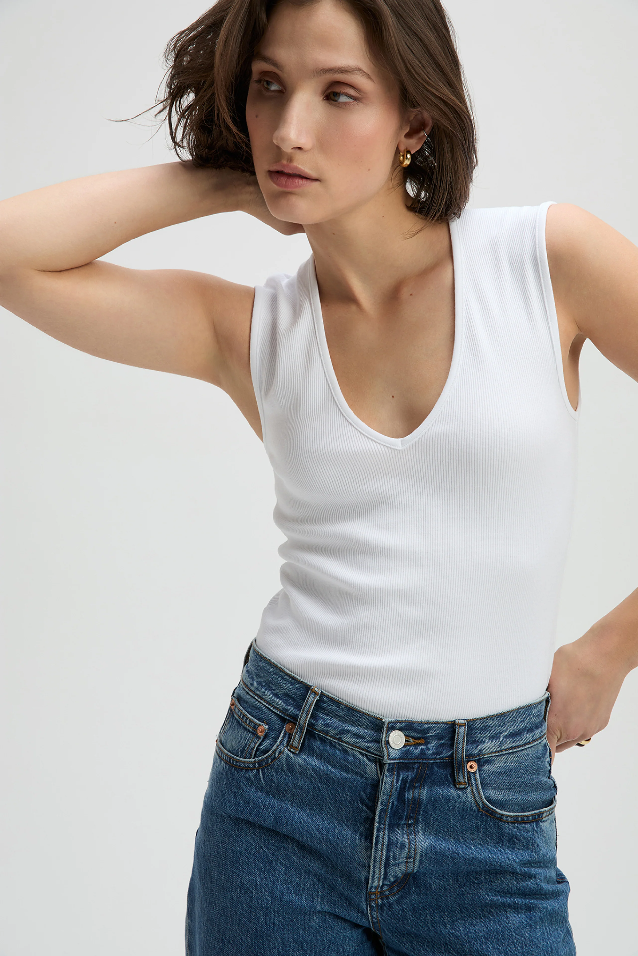 The V-Neck Tank in White